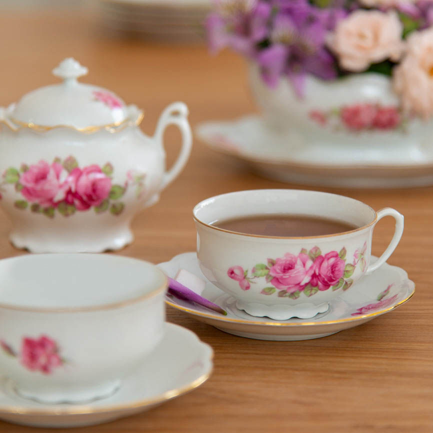 Xícara Chá Rosas Vintage - Casadorada