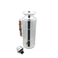 Garrafa térmica alça de bambu e prata