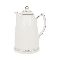 Garrafa Térmica de Porcelana Branco e Prata